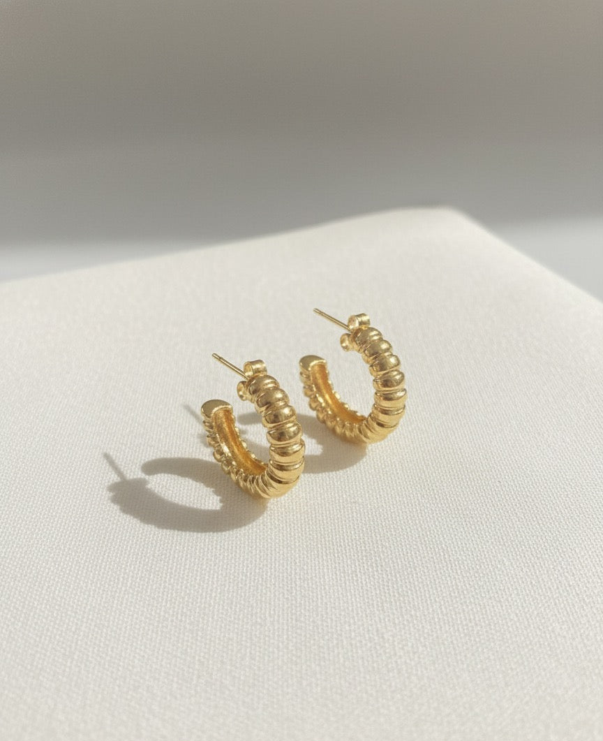 Rippled Gold Hoops