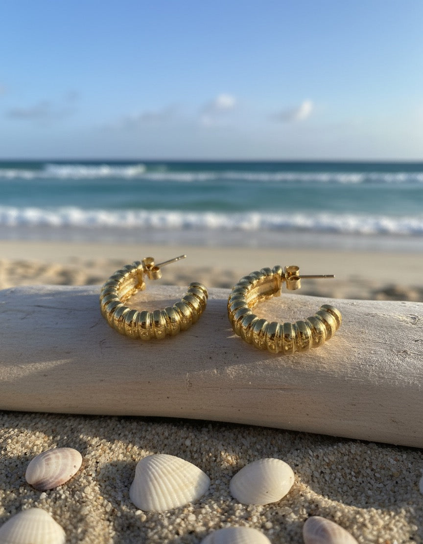 Rippled Gold Hoops