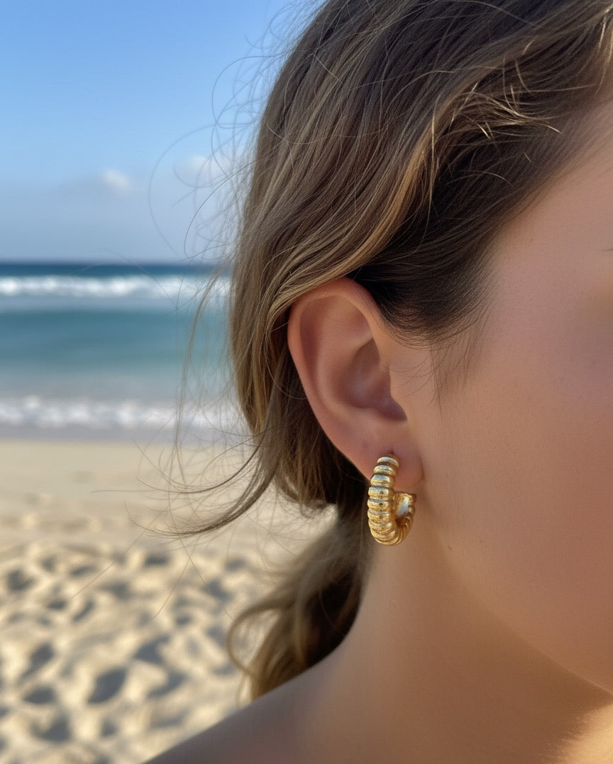 Rippled Gold Hoops