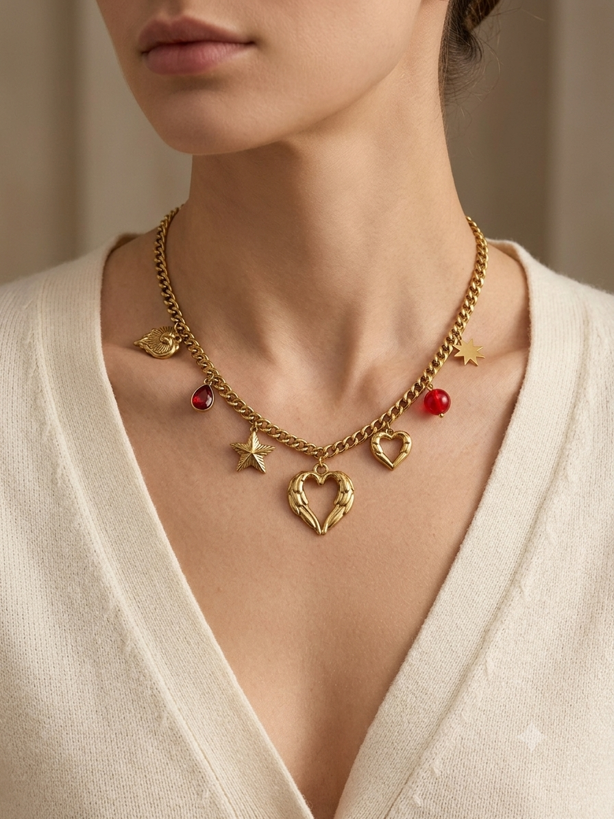 Celestial Heart Charm Necklace