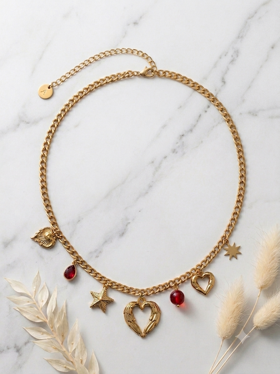 Celestial Heart Charm Necklace