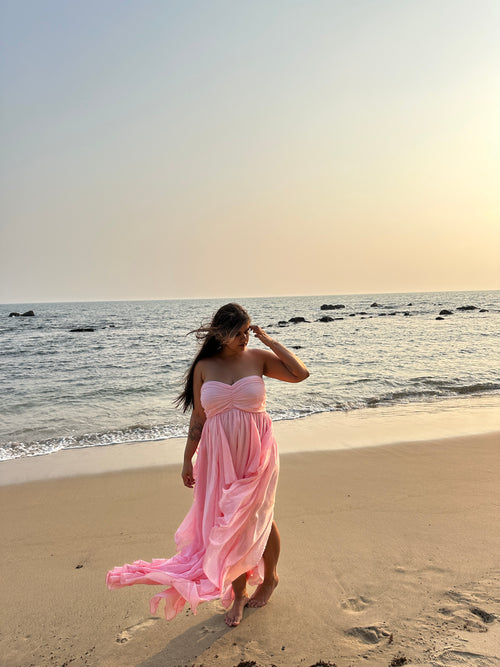 Blush Orchid Mul Cotton Tie-Up Dress