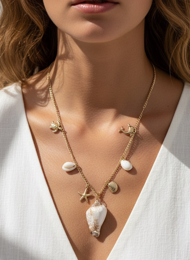 Coastal treasure charm necklace